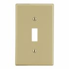Hubbell Wiring Device Kellems, Wallplates and Box Covers, Wallplate,Non-Metallic, Mid-Sized, 1-Gang, 1) Toggle, Ivory