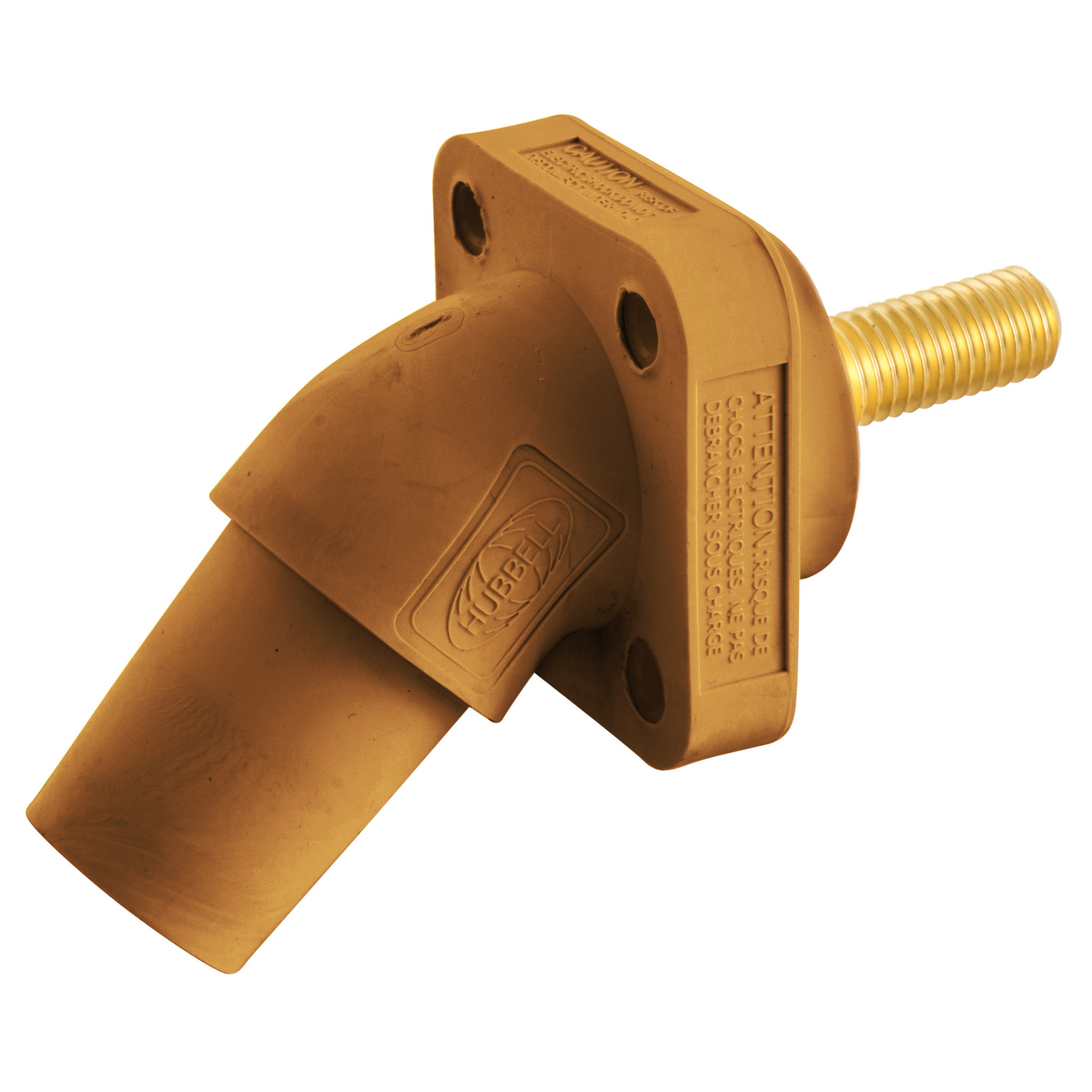 Single Pole Products, 300/400A Series,Receptacle, Angled, Threaded Stud, Orange