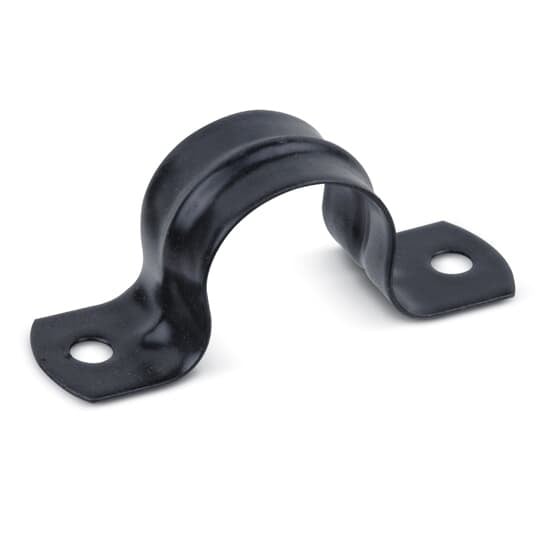 PVC Coated Two Hole Pipe Strap, 1-1/4 Inch/35 Metric Pipe Size, Stamped Steel,  Gray