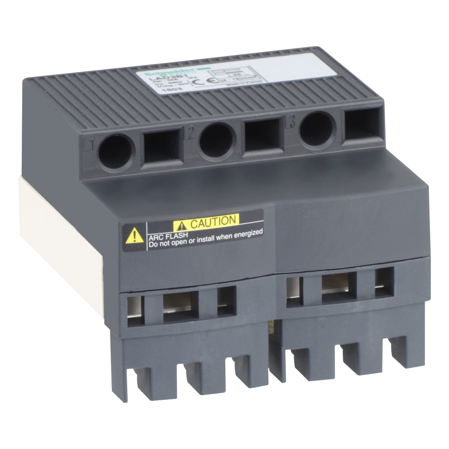 Upstream terminal block,TeSys Deca Fram 2,power supply of 1 or 2 power splitter boxes,16 mm,for GV2ME**3