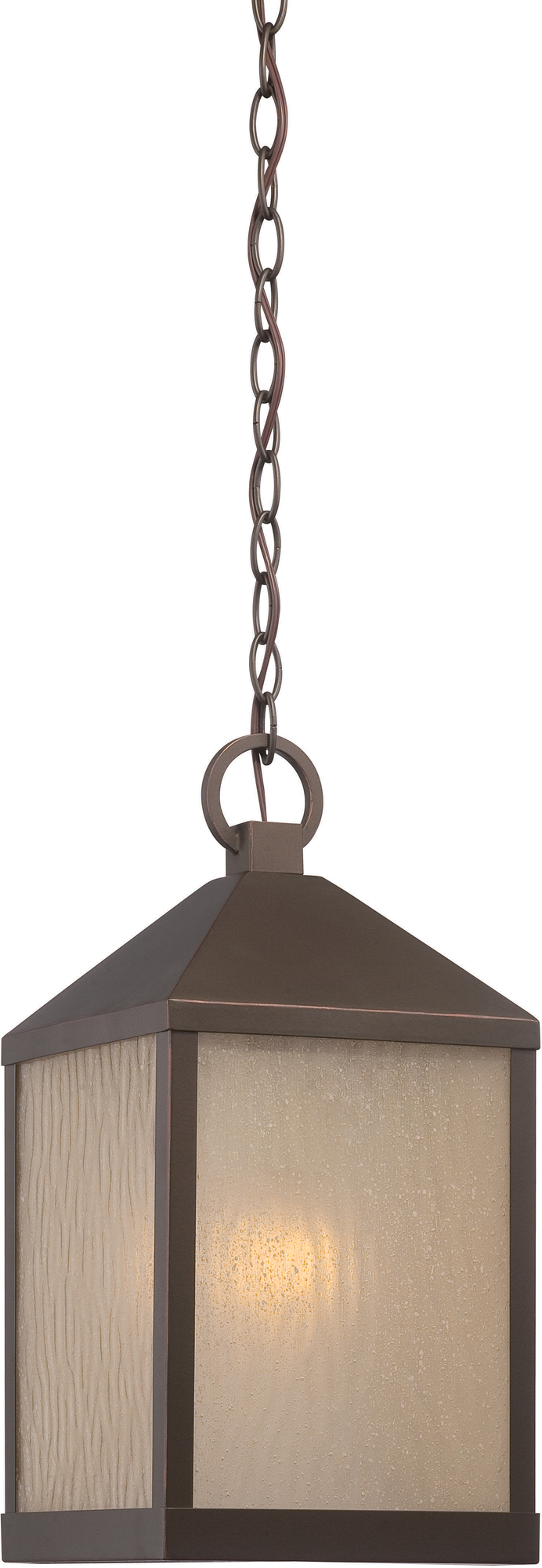 HAVEN - LED OUTDOOR HANGING WITH SANDED TEA STAIN GLASS