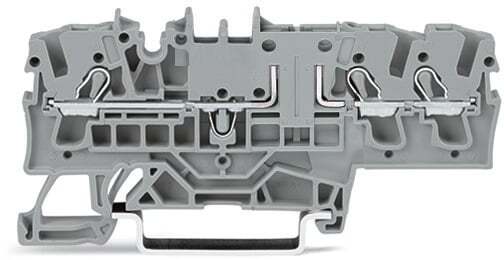 3-conductor carrier terminal block; for DIN-rail 35 x 15 and 35 x 7.5; 2.5 mm; Push-in CAGE CLAMP; 2,50 mm; gray
