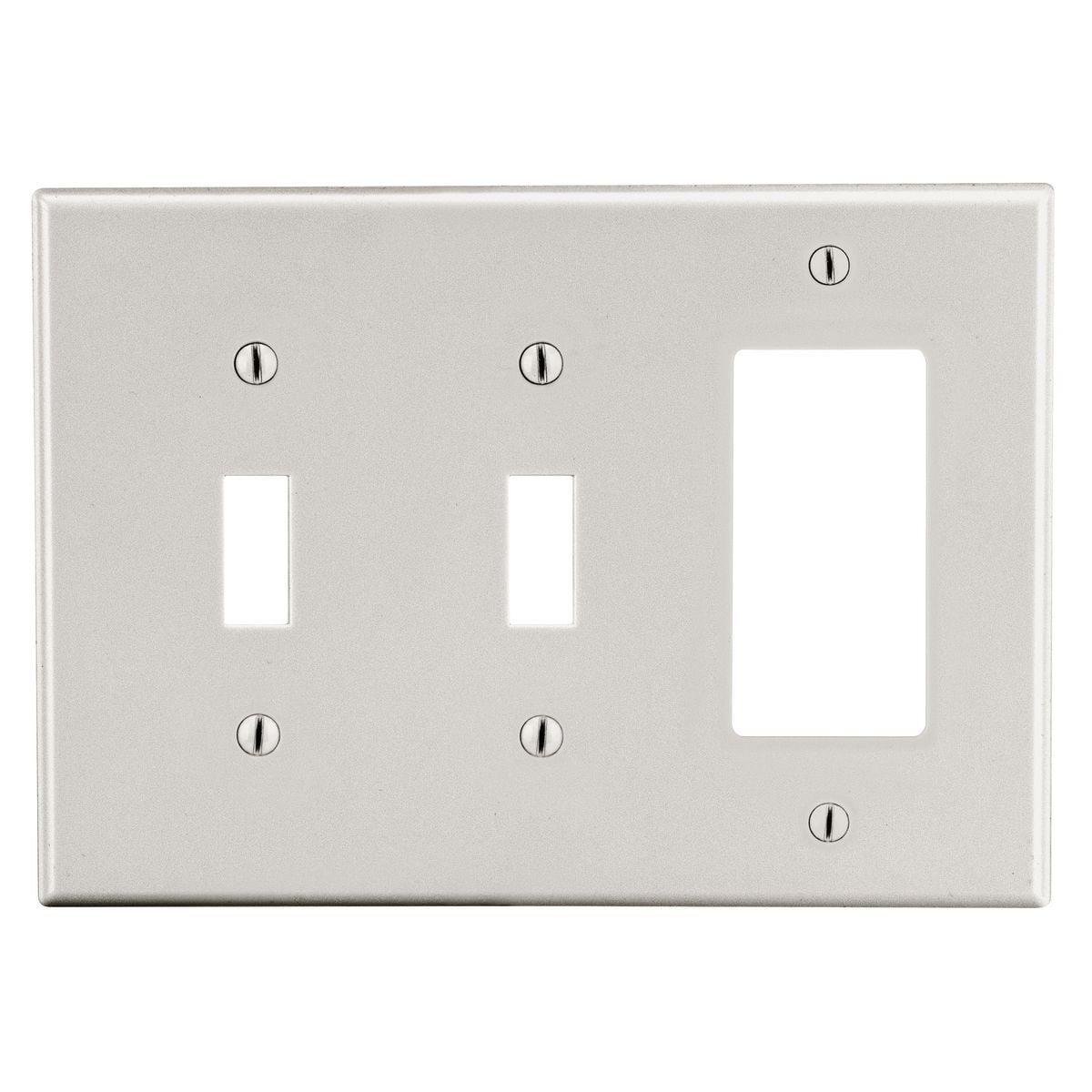 Wallplate, Mid-Size 3-Gang, 2) Toggle 1) Decorator, Light Almond