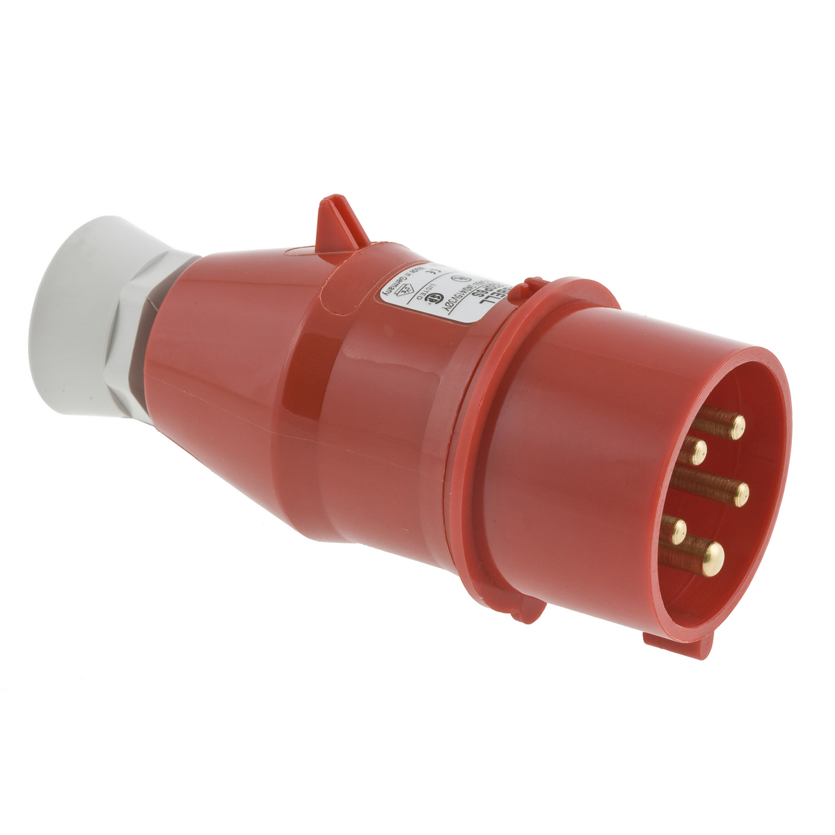Heavy Duty Products, IEC Pin and Sleeve Devices, C Series Industrial Grade, Male, Plug, 20A 220/380-240/415V, 4- Pole 5-Wire Grounding, ScrewTerminals, Red, C-Series