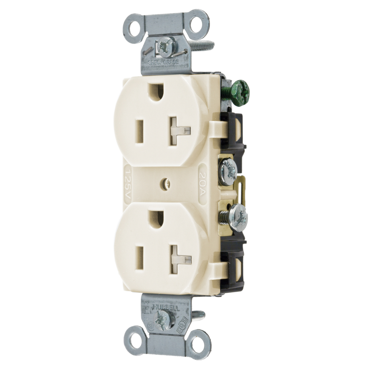 Straight Blade Tamper-Resistant Duplex Receptacle, Commercial Grade, 2-Pole 3-Wire Grounding, 20A 125V, 5-20R