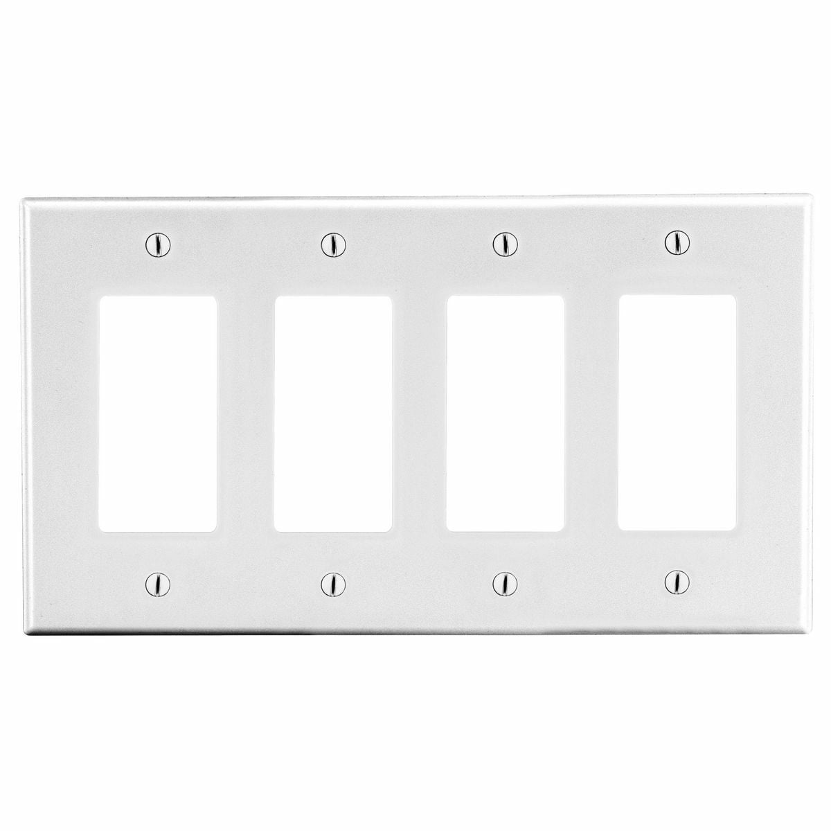 Hubbell Wiring Device Kellems, Wallplates and Box Covers, Wallplate,Non-Metallic, 4-Gang, 4) Decorator, White
