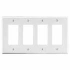 Hubbell Wiring Device Kellems, Wallplates and Box Covers, Wallplate,Non-Metallic, 4-Gang, 4) Decorator, White