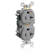 20 Amp, 125 Volt, Modular Duplex Receptacle, Narrow Body, Isolated Ground, Industrial Grade, Grey