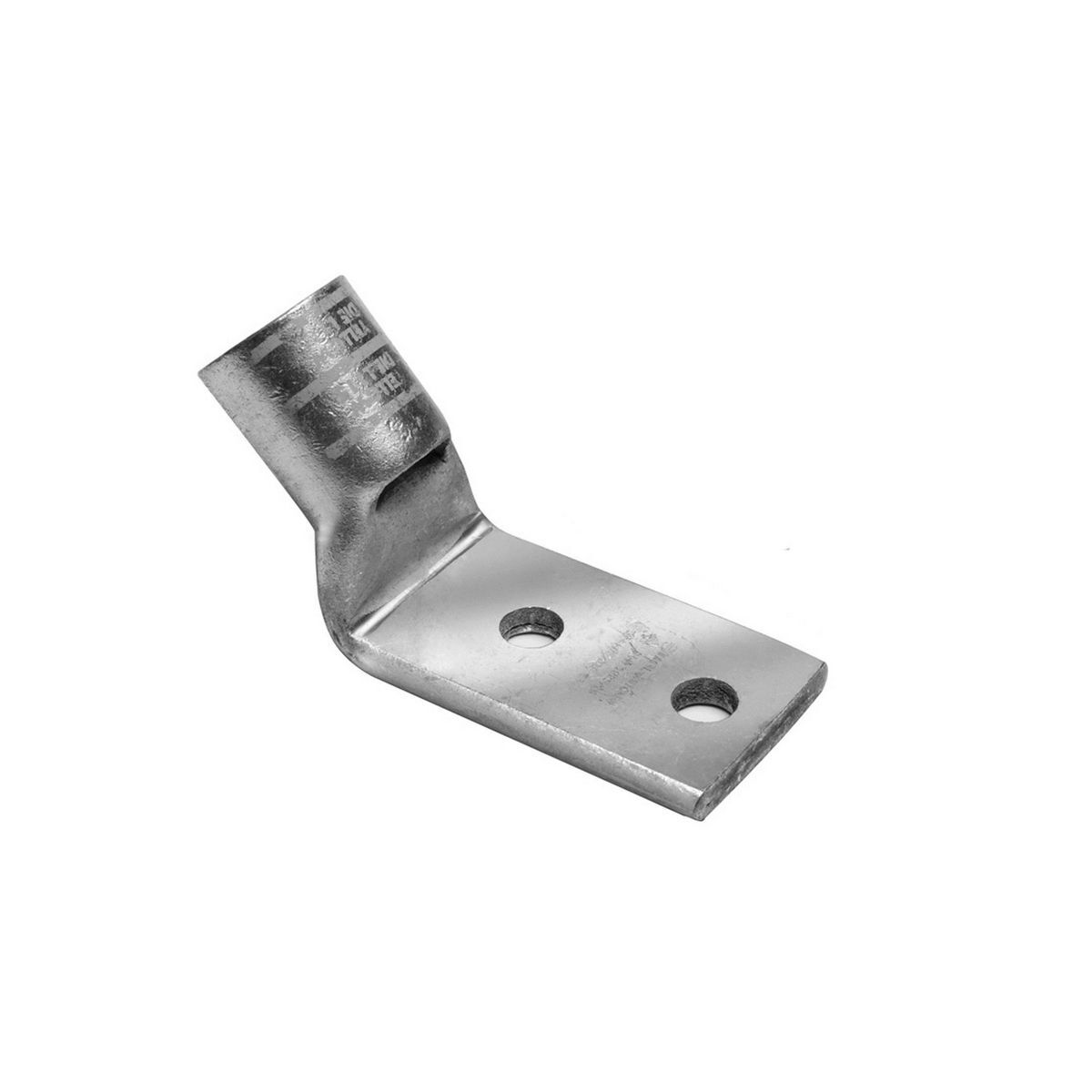 Cu code conductor Standard Barrel, 2 Holes W/insp window, #6AWG, 600V-35kV, 1/4" stud, Tin plated, Grey, 7 or 374 Index , UL Listed 45 Degree Bend