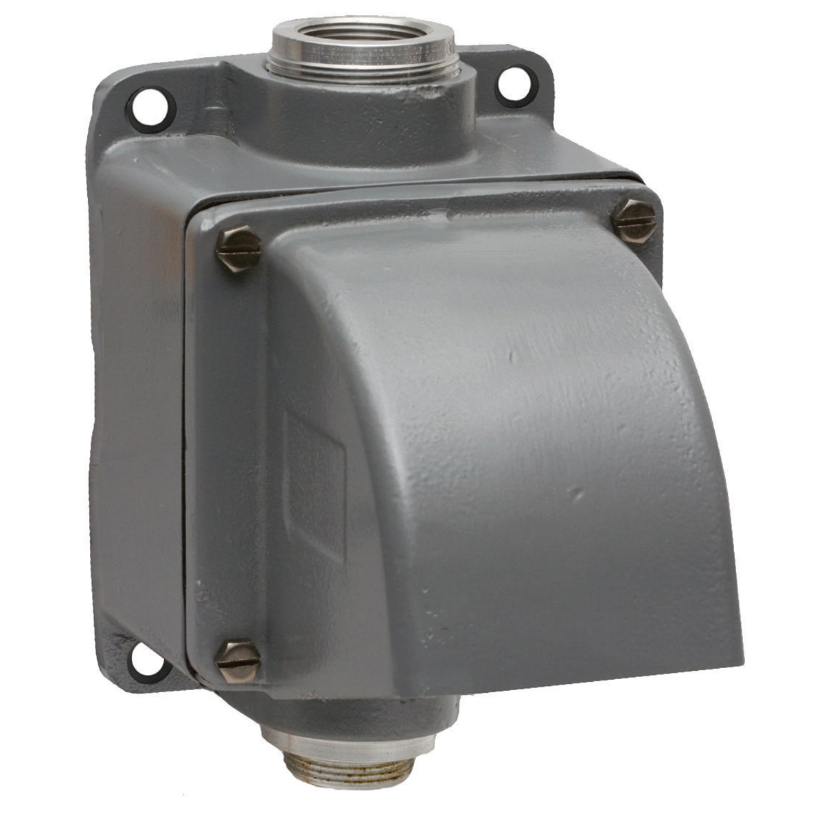 Heavy Duty Products, Insulgrip Pin and Sleeve Devices, Industrial Grade, Accessories, Back Box, For 60A and 100A 1 1/2" NPT Hub, Feed Thru, Mounting Screws Included, Gray Cast