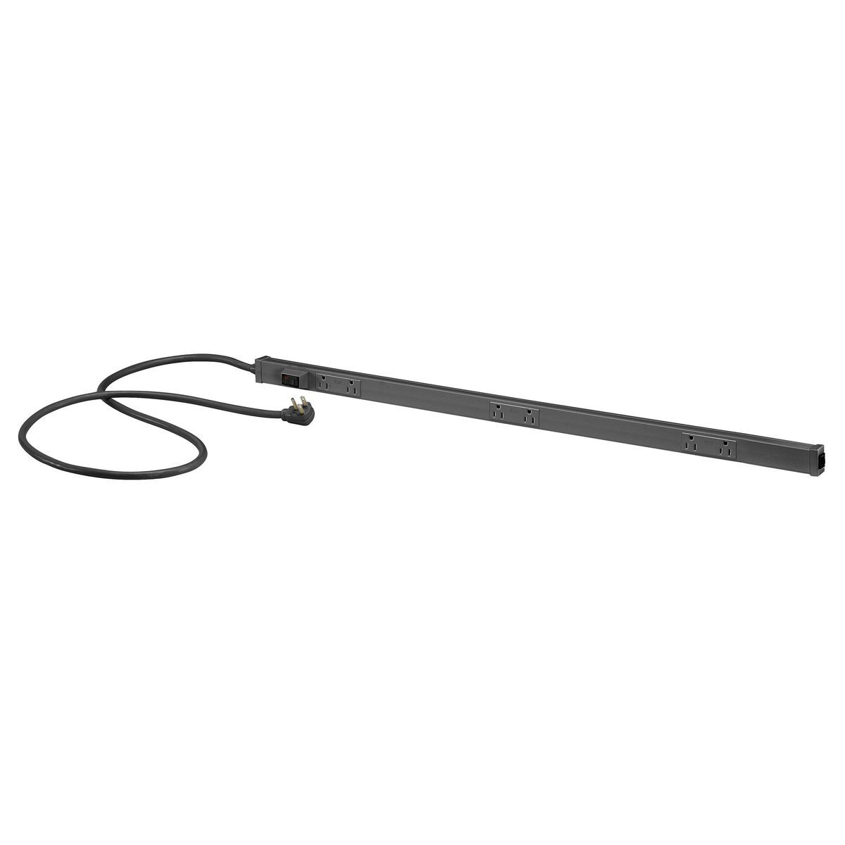 Raceway, Portable Non-Metallic PlugTrak, 3' Length, 15A 125V, 3) Duplex Receptacles, 6' Power Cord, Black