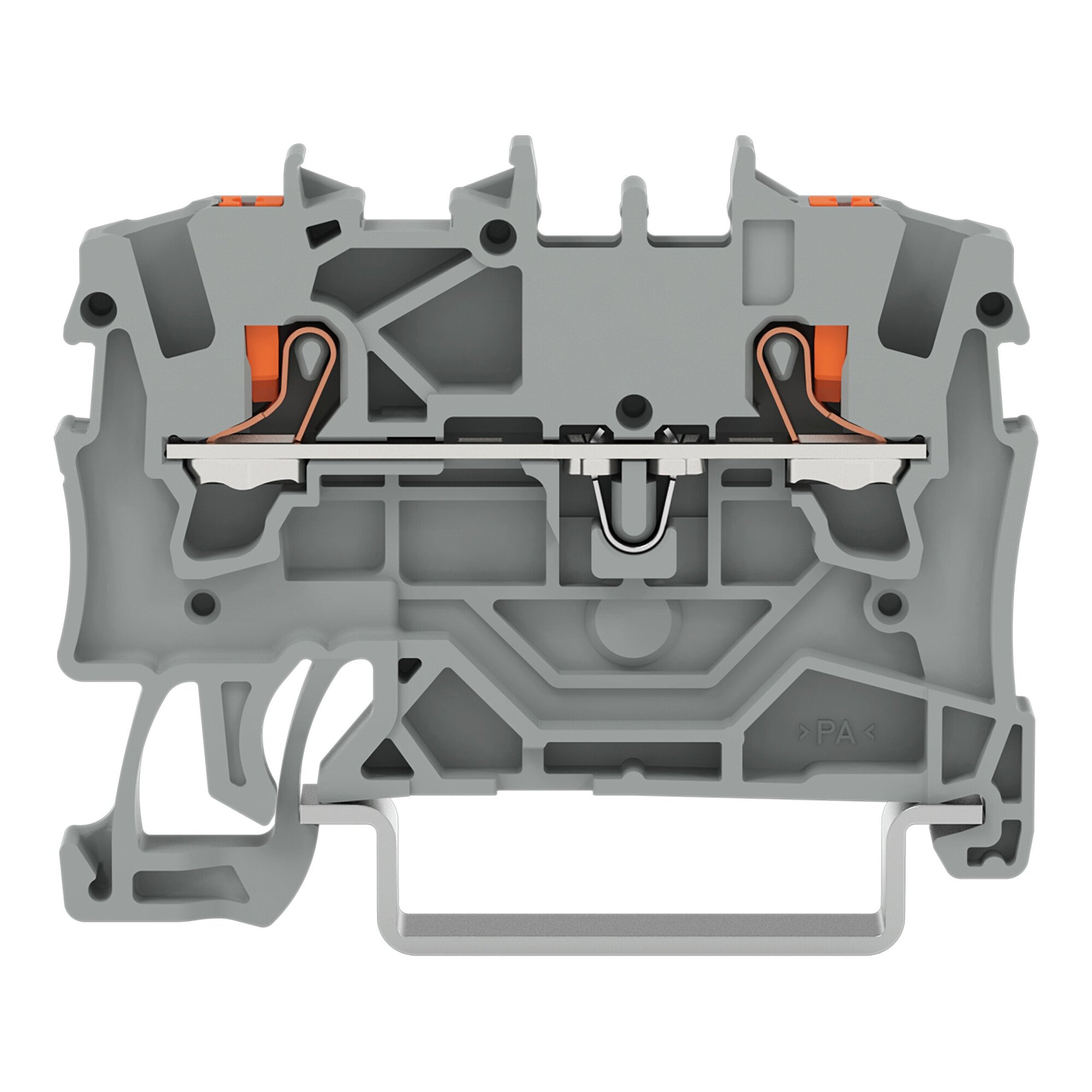 2-conductor through terminal block; with push-button; 1.5 mm; with test port; side and center marking; for DIN-rail 35 x 15 and 35 x 7.5; Push-in CAGE CLAMP; 1,00 mm; gray
