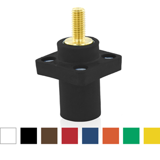 16 Series Single Pole Cam Type Male Panel Receptacle, Taper Nose, 1.125" Threaded Stud, Brown, 600 Volts, 400 Amps, Cable Range - #2 To 4/0