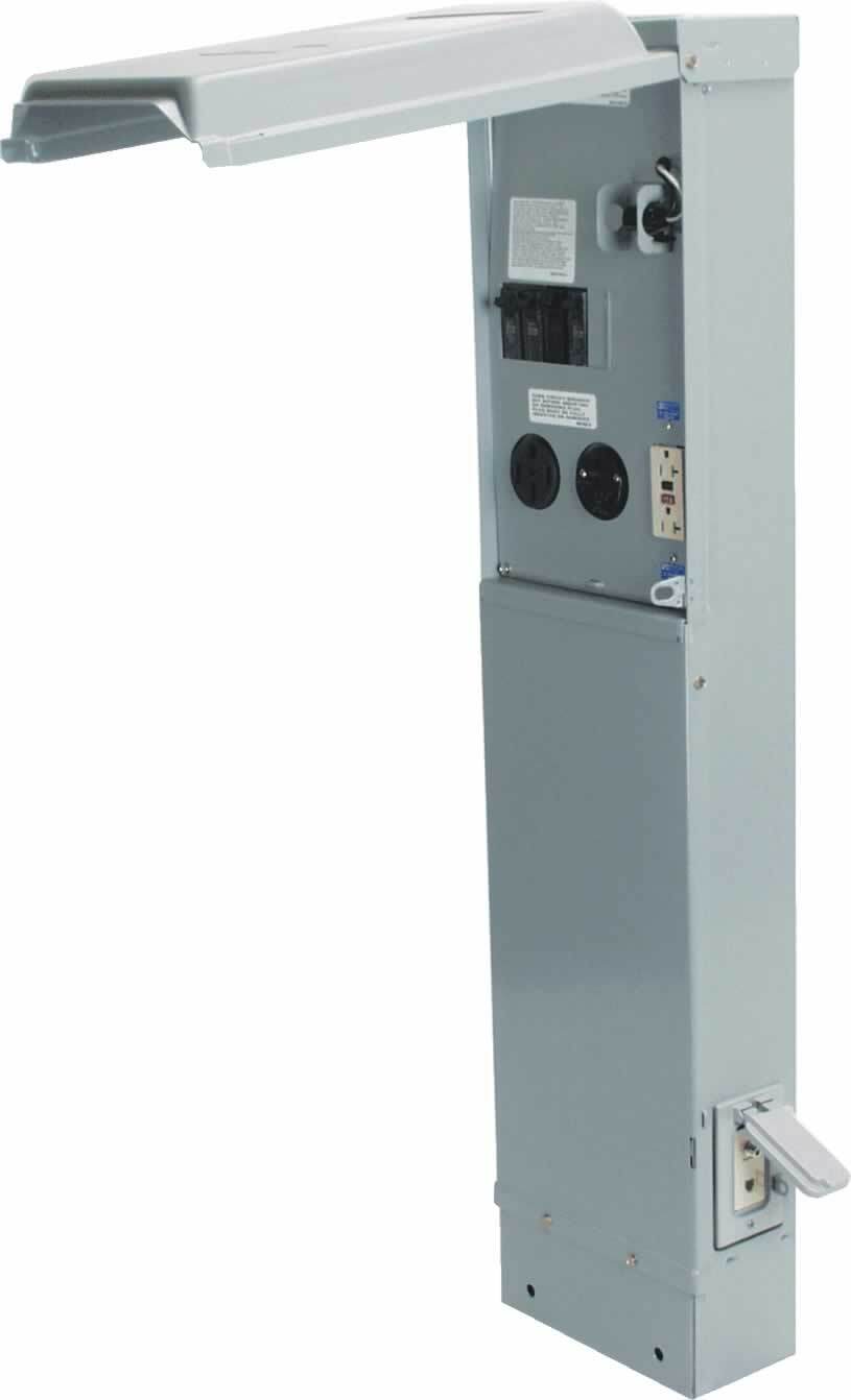 Midwest Electric?s metallic RV units are manufactured using 16-gauge, galvanized zinc-coated steel and NEMA 3R construction, which resists corrosion and fading and provides lasting service in outdoor applications.  Units are available in surface mount and earth burial or padmount posts, offering a wide range of receptacle configurations to fit your needs.