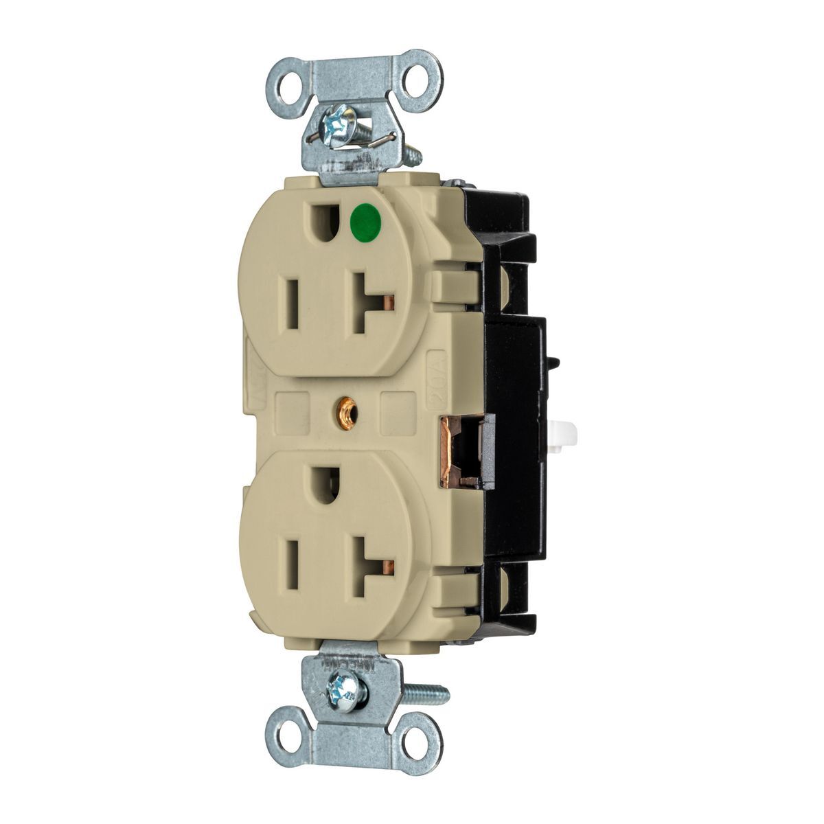 Straight Blade Devices, EdgeConnect, Hubbell-Pro Receptacle, Hospital Grade, 2-Pole 3-Wire, 20A 125V, 5-20R, Screwless Terminal, Ivory