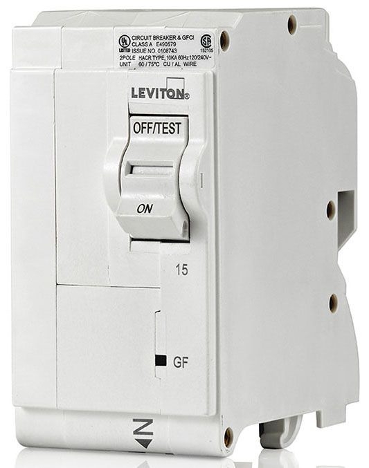 LB215-G LB Series Ground Fault Circuit Breaker, 120, 208, 240 V AC, 15 A, 2 Poles, Magnetic Trip