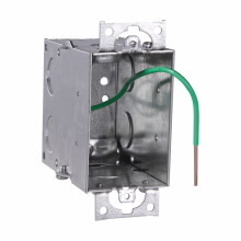 Eaton Crouse-Hinds series Switch Box, (1) 1/2", 2, NM clamps, 3-1/2", Steel, Ears and Ground pigtail, Gangable, 18.0 cubic inch capacity