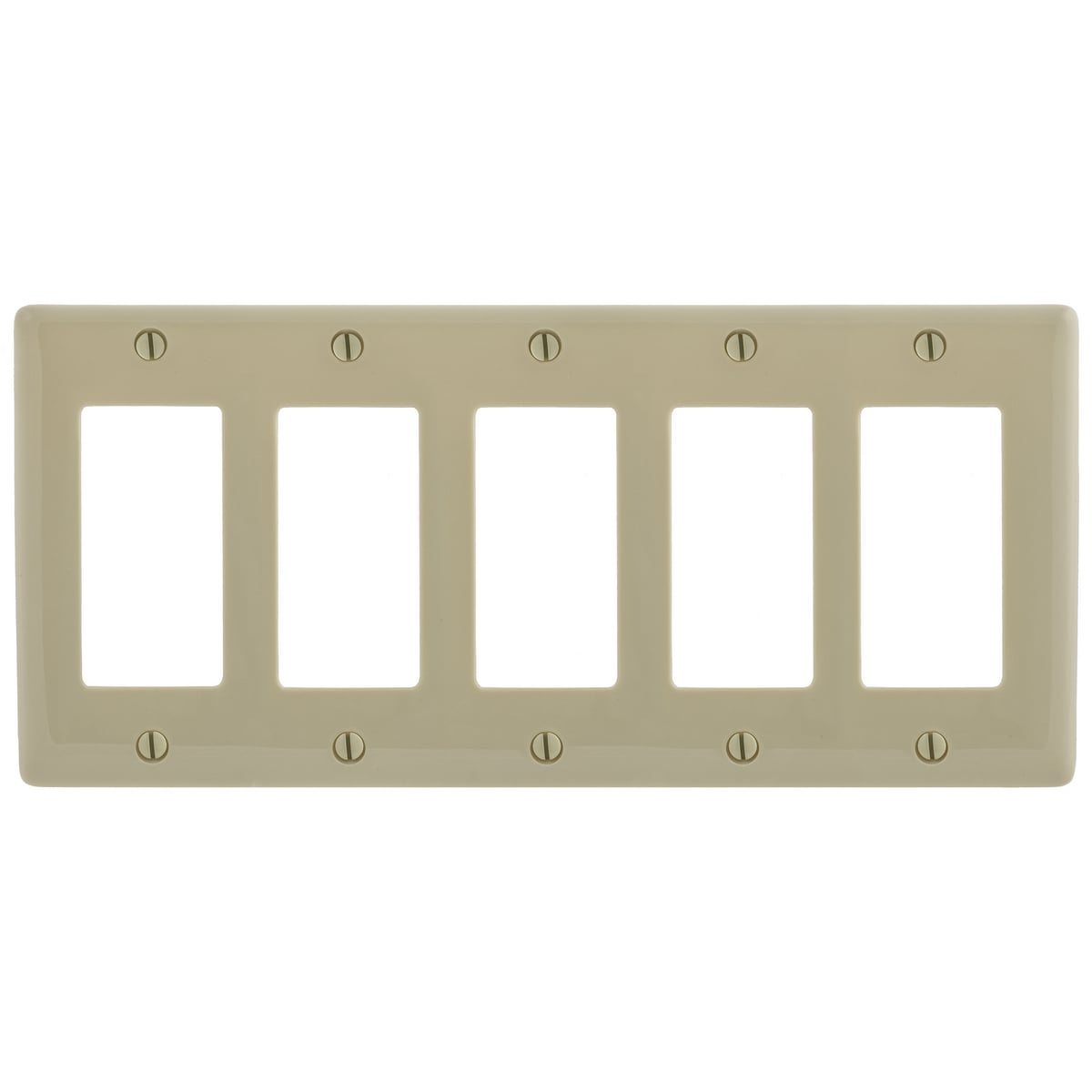 Wallplates and Box Covers, Wallplate, Nylon, 5-Gang, 5) Decorator, Ivory
