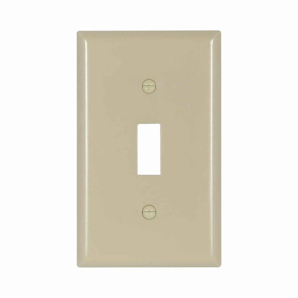 Eaton Toggle wallplate, Ivory, Toggle Cutout, Thermoset, Single- gang, Standard