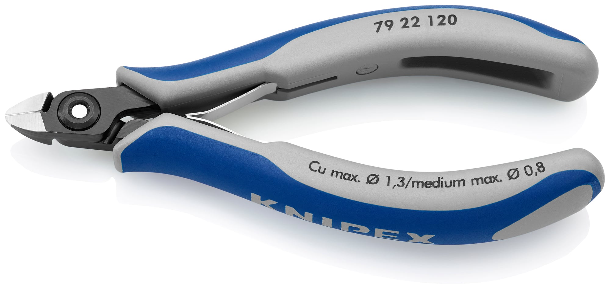 Electronics Diagonal Cutters, 4 3/4 in., Multi-Component, Polished, Flush Cut, Oval Head, Up to 1/32 Medium Wire