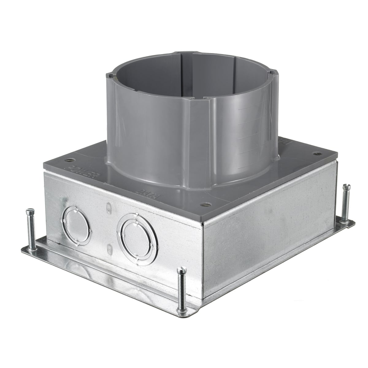 In-Floor Delivery Systems, SystemOne, Round Flush Floorboxes, Galvanized Stamped Steel, 3.50" Minimum Dept of Pour