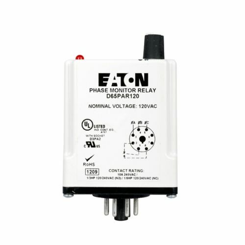 D65 Series Monitoring Relays, 240 Vac, Plug-in octal mounting, Phase loss/reverse/undervoltage, 240V