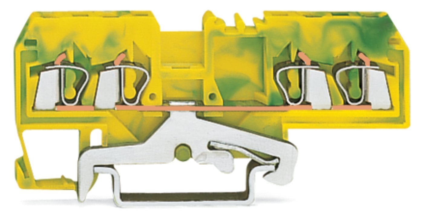 4-conductor ground terminal block; 2.5 mm; center marking; for DIN-rail 35 x 15 and 35 x 7.5; CAGE CLAMP; 2,50 mm; green-yellow