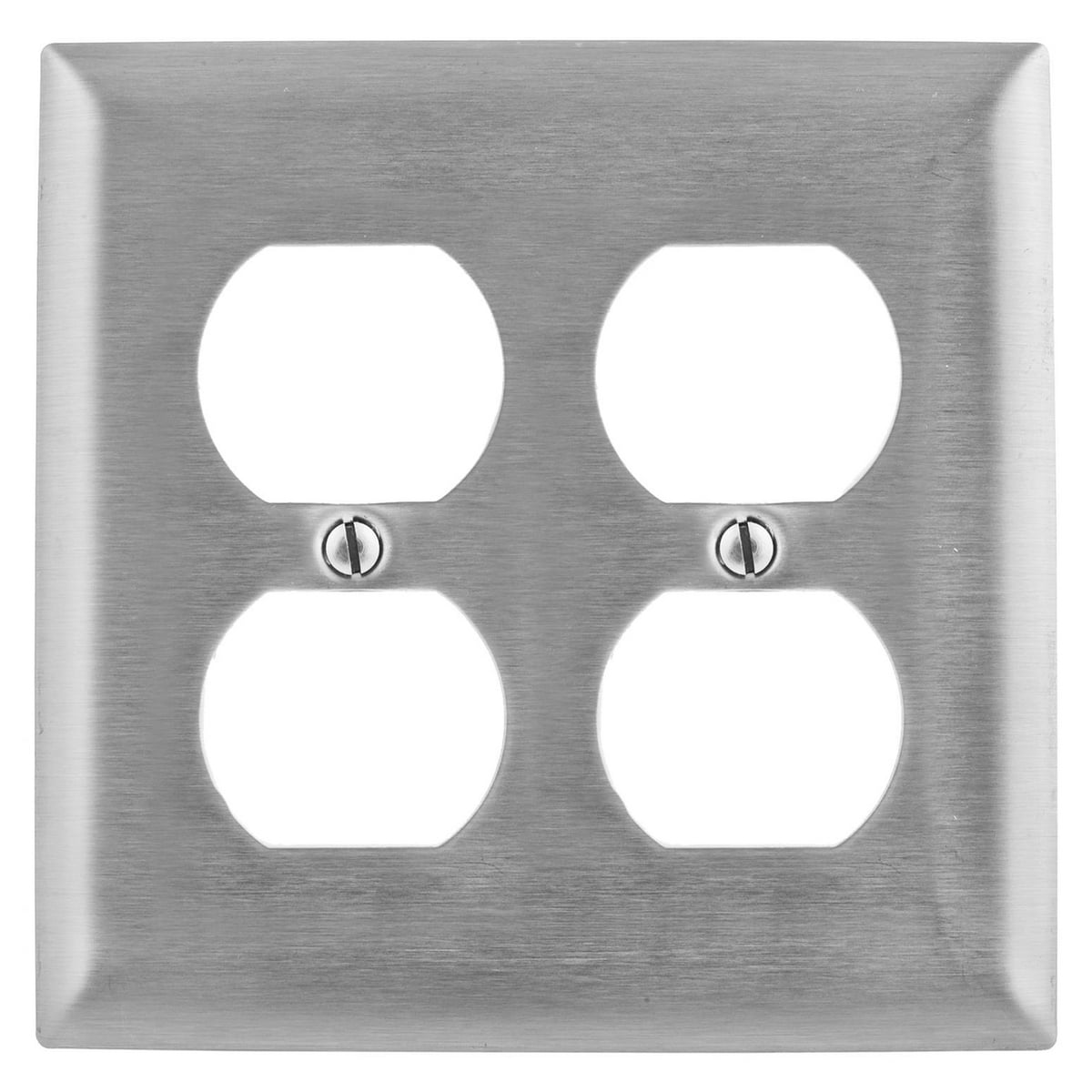 Wallplates and Boxes, Metallic Plates, 2- Gang, 2) Duplex Openings, Jumbo, Stainless Steel, 430 Grade