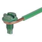 10-32 x 3/8 inch slotted hexagon-head washer-face ground screw with green dye finish and a six-inch solid copper #12 AWG insulated wire