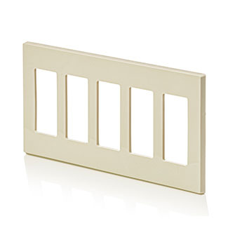 5-Gang Decora Plus Screwless Snap-On Wallplate, Light Almond