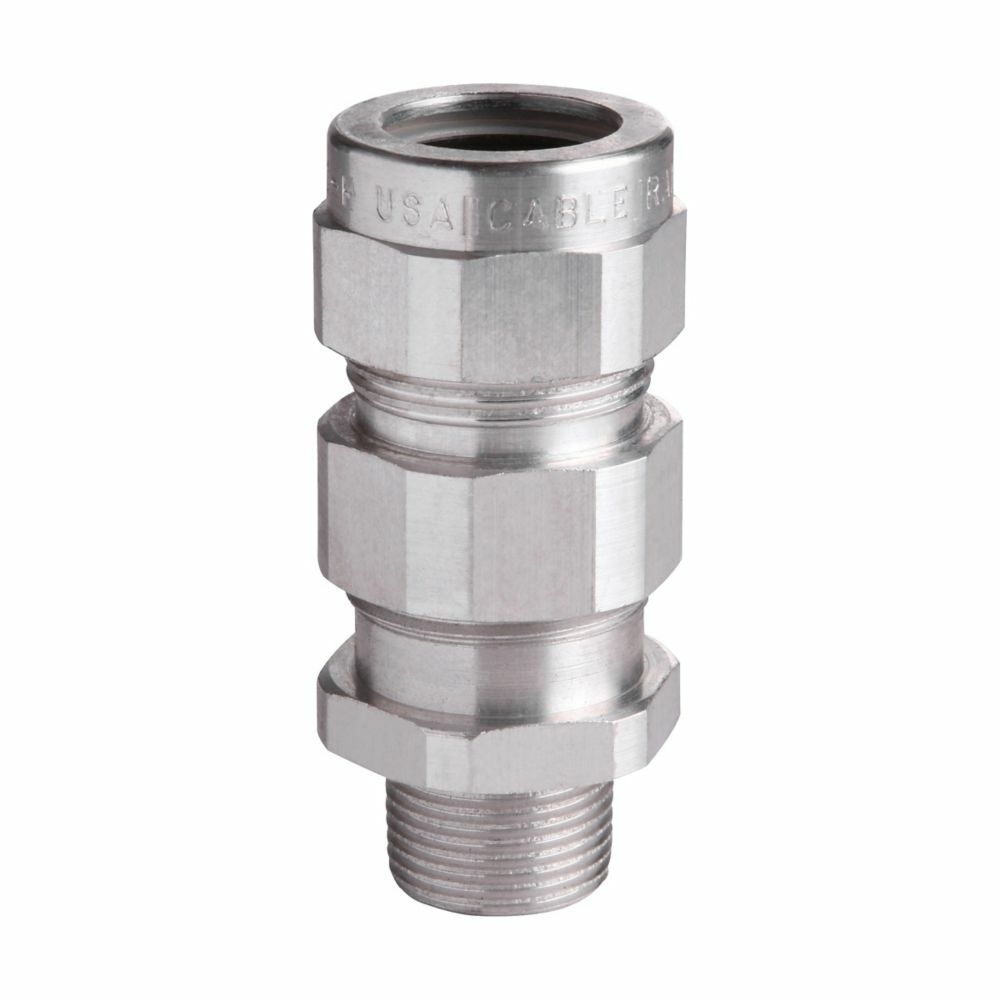 Eaton Crouse-Hinds series TMC cable gland, Metal-clad, TECK corrugated or interlocked steel, or aluminum, Armoured, Aluminum, Outer sheath: 1.38-1.78", General purpose, 1-1/2" NPT, Armor range: 1.33-1.61"