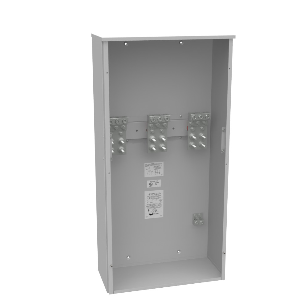 800 AMP 1 PH 600 VOLT 24IN-48IN-11IN PNTD STL NO KO LIFT OFF SCR FRONT .5-13 STUDS 3 LUG PER LND - 4-600kcmil 10K AIC