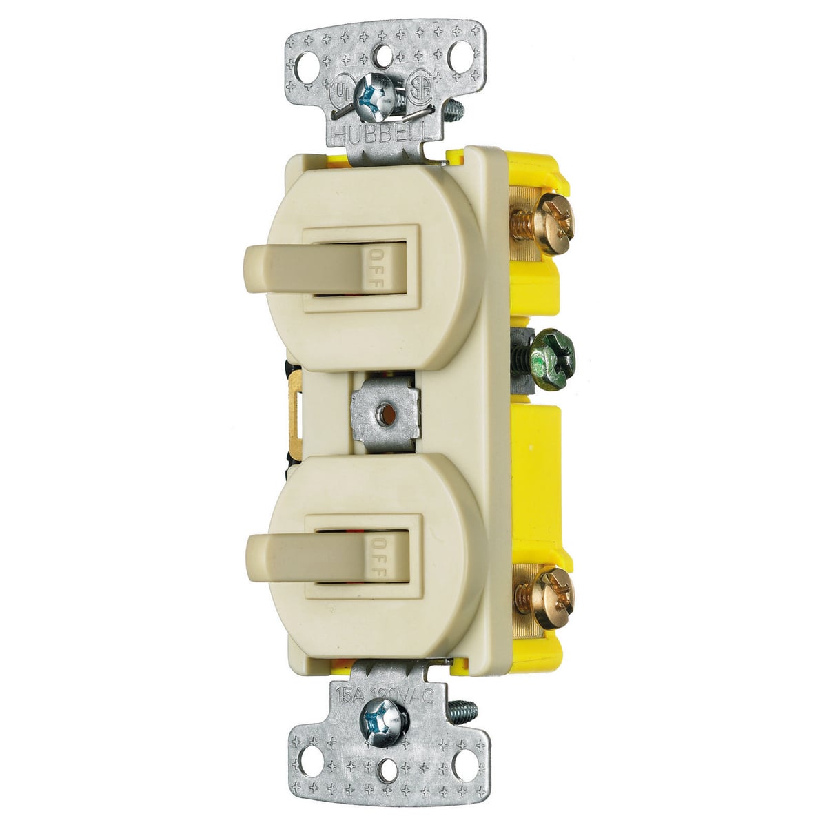 RC303I Side Wired Standard Sized Combination Toggle Switch, Electrical Ratings: 120 V AC, 15 A, 1800 W, 3 Poles