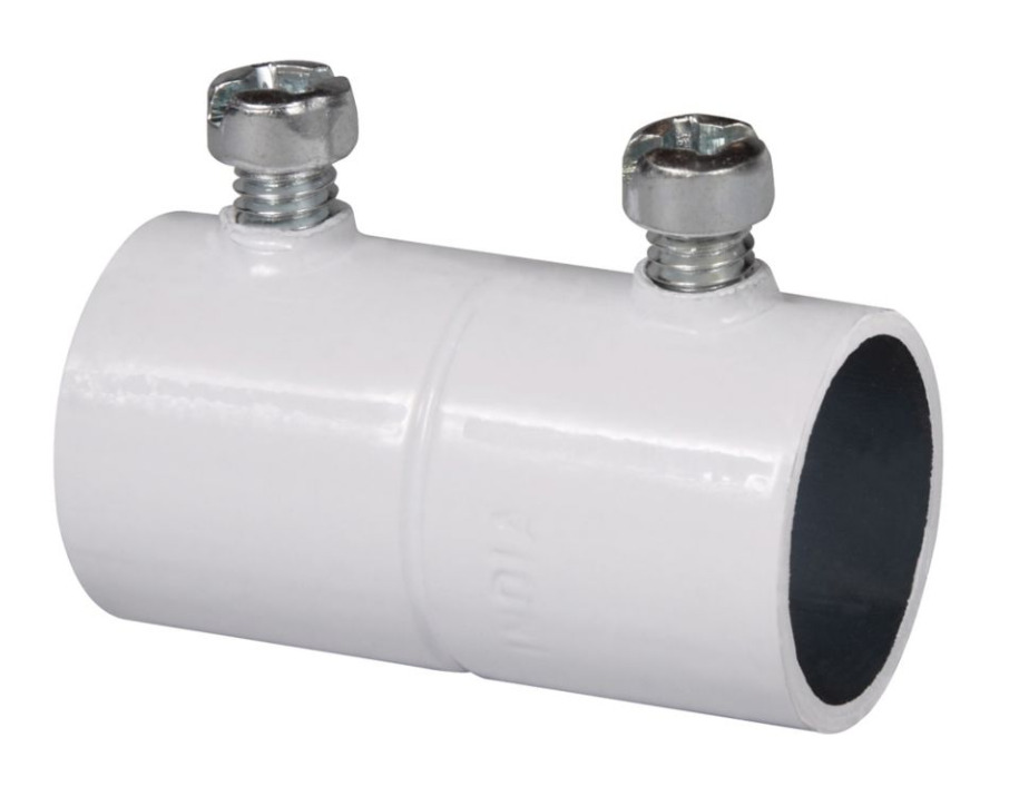 465WHITE Setscrew Conduit Coupling, 2 in, For Use With EMT Conduit, Steel, Painted