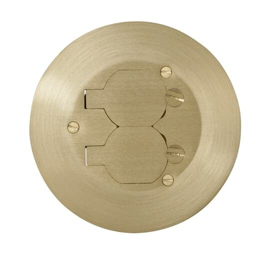 Poke-Through Cover, 5-3/4 Inch Diameter, Solid Brass with Brushed Finish