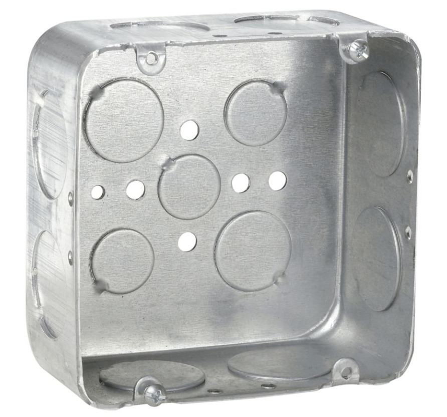 TP836 TP Drawn Outlet Box, Steel, 42 cu-in Capacity, (13) Knockouts, 4-11/16 in H x 4-11/16 in W x 2-1/8 in D