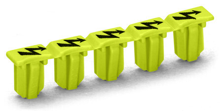 Protective warning marker; for 5 terminal blocks; with high-voltage symbol, black; yellow