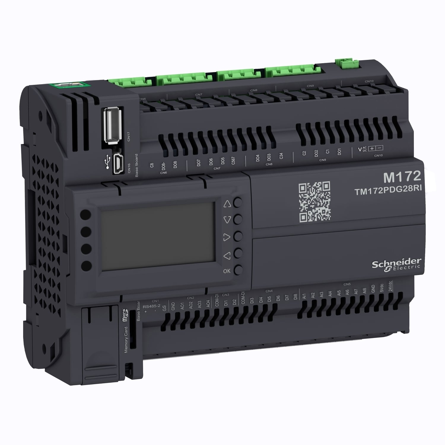 Controller, Modicon M171/M172/M173, performance, display, 28 IO, Ethernet, isolated