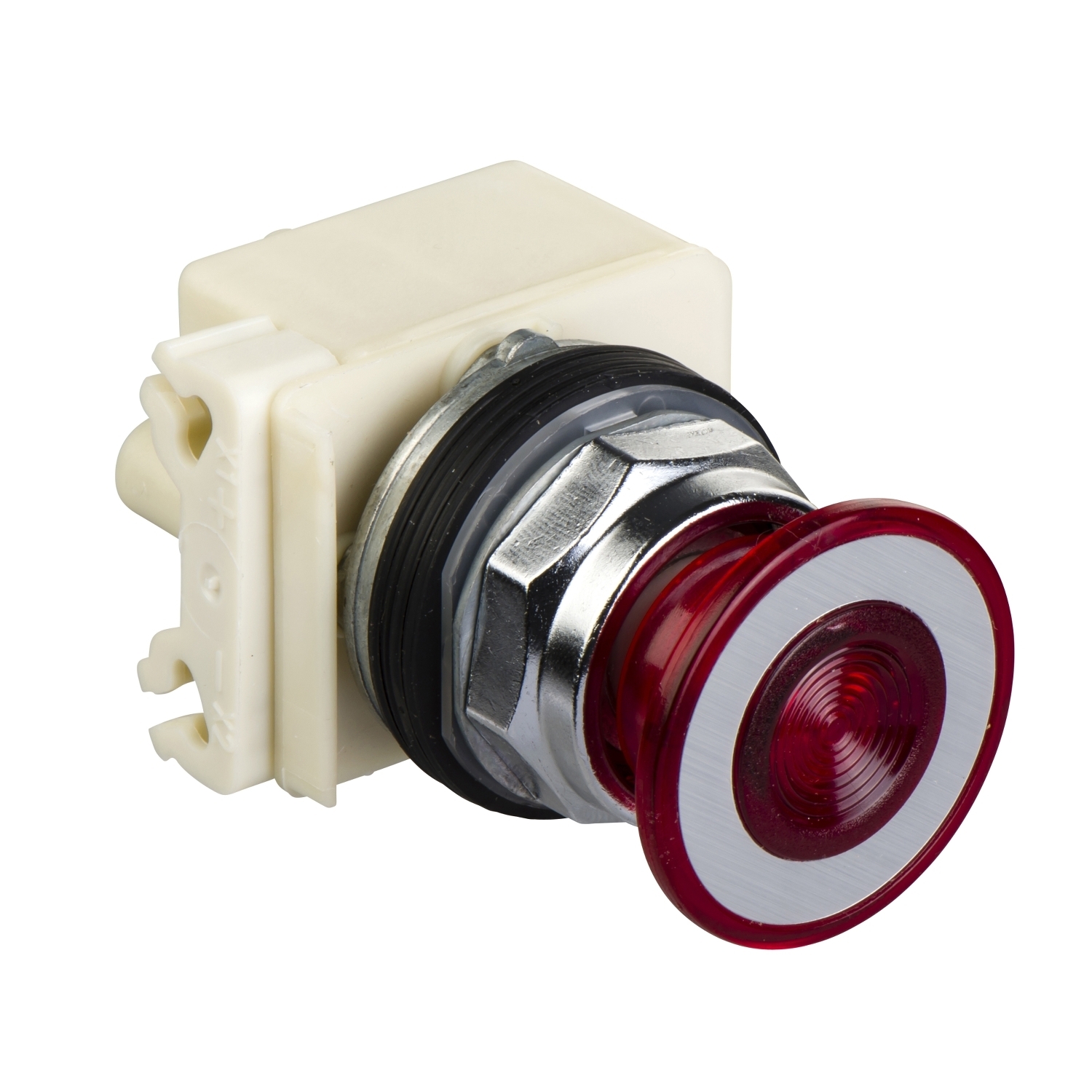 30mm push button, Type K, illuminated maintained push pull mushroom, 120VAC/VDC red LED, red mushroom, NEMA 4, 13