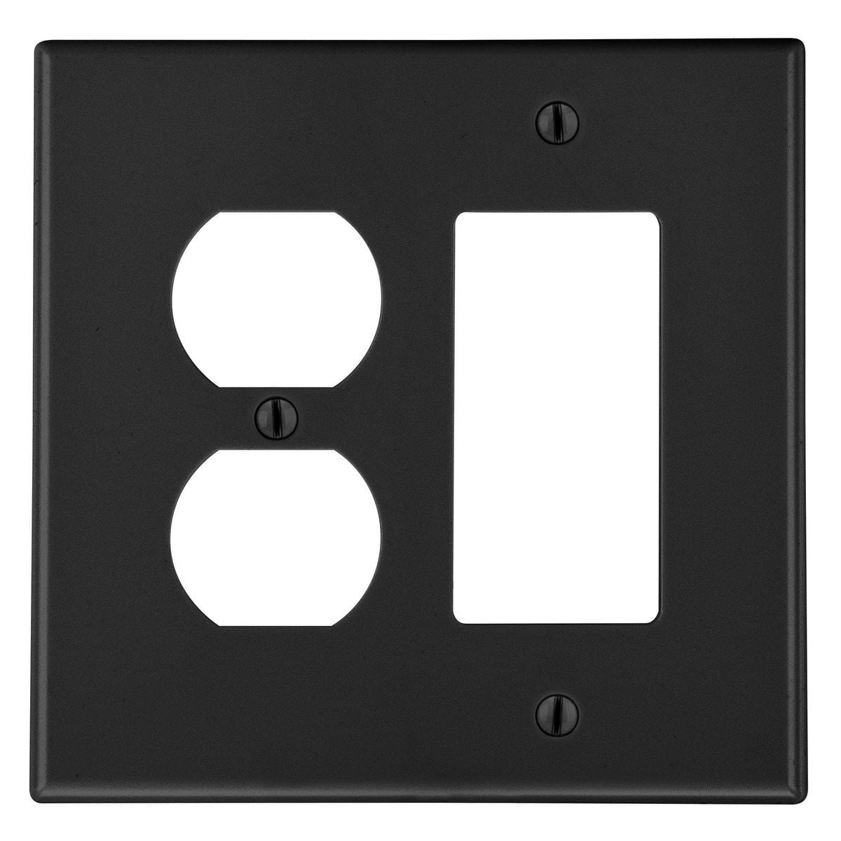 Wallplate, Mid-Size 2-Gang, 1) Duplex 1) Decorator, Black