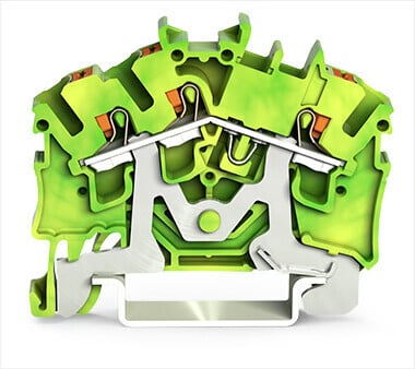 3-conductor ground terminal block; with push-button; 2.5 mm; suitable for Ex e II applications; side and center marking; for DIN-rail 35 x 15 and 35 x 7.5; Push-in CAGE CLAMP; 2,50 mm; green-yellow
