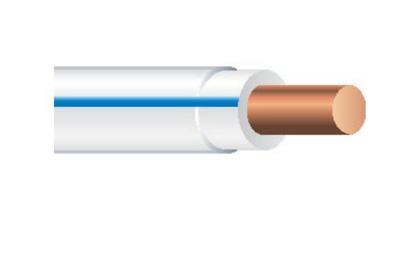 THHN Wire, 12 AWG, White/Blue, Solid, Copper Conductor, 500 Foot Reel