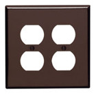 2-Gang Duplex Device Receptacle Wallplate, Midway Size, Brown