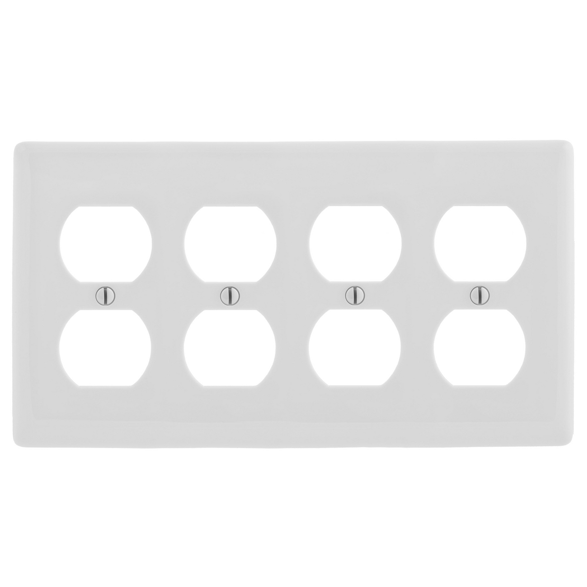 Wallplates and Box Covers, Wallplate, Nylon, 4-Gang, 4) Duplex, White