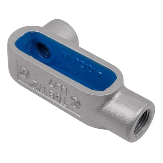 PVC Coated Conduit Body, LL Shape, Form 7, Size 3/4 Inch/21 Metric, Aluminum, Dark Gray