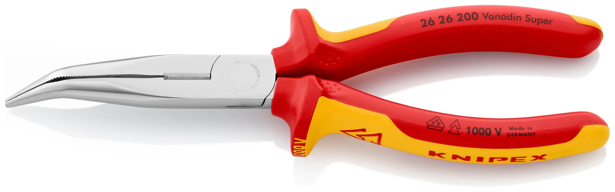 Long Nose 40° Angled Pliers with Cutter-1000V Insulated, 8 in., Multi-Component, VDE