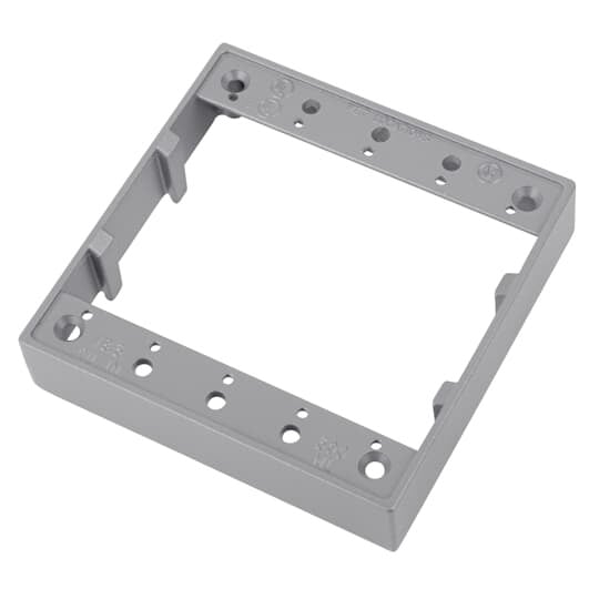 Two Gang Universal Box Extension Adapter, Material Aluminum, 0 Outlets, with Gasket and Screws