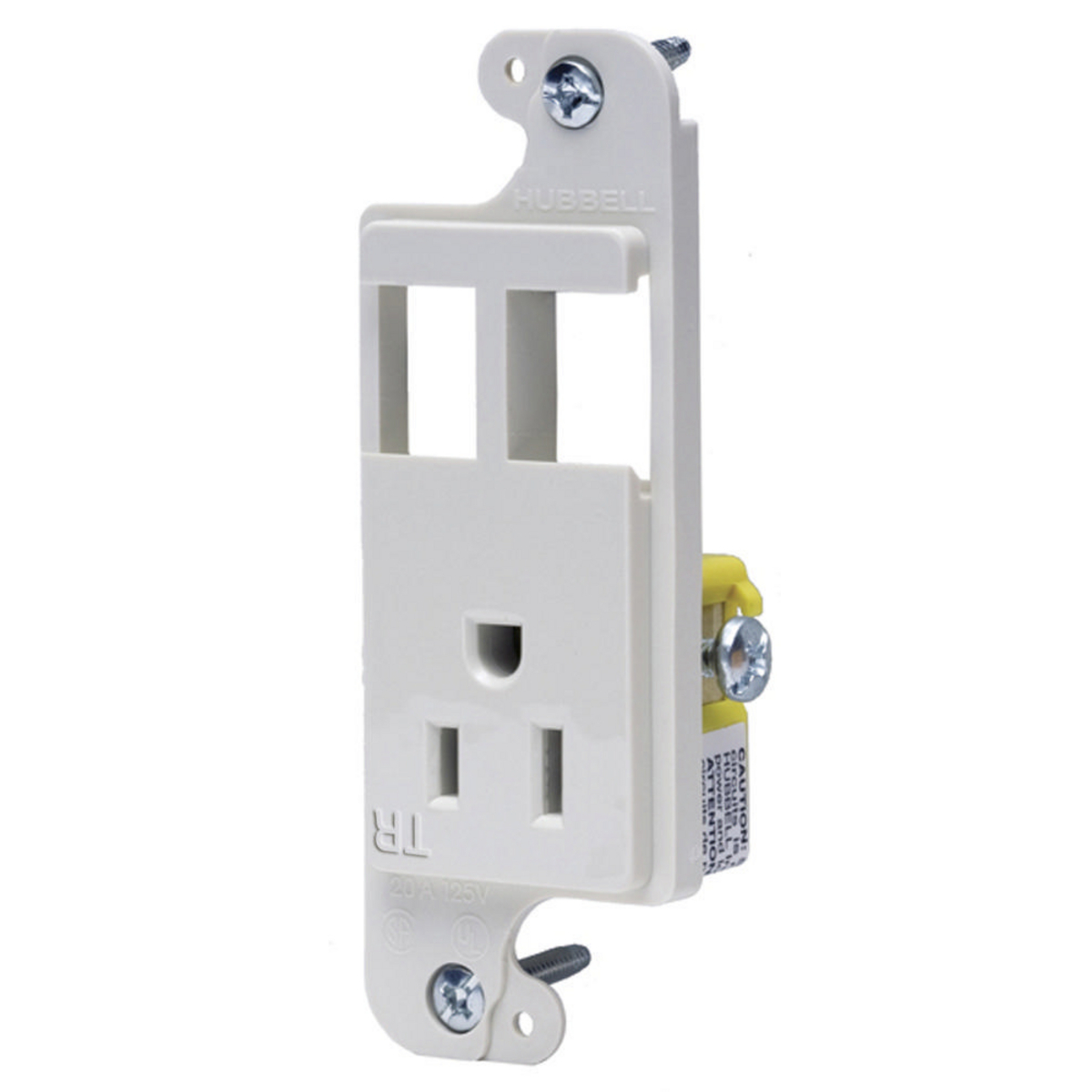 J-Load Media Outlet, 15A 125V Tamper Resistant Receptacle, 2-Port, Decorator Frame, White