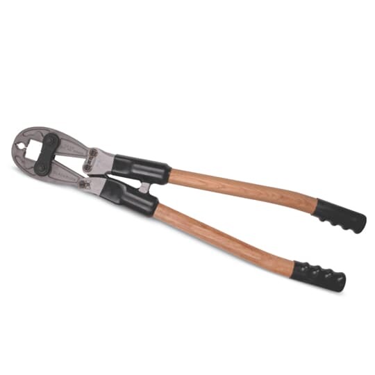 Manual Compression Tool with Fixed O and D Die, Wooden Handles, Handle Length 21 inches, Weight 6.0 pounds
