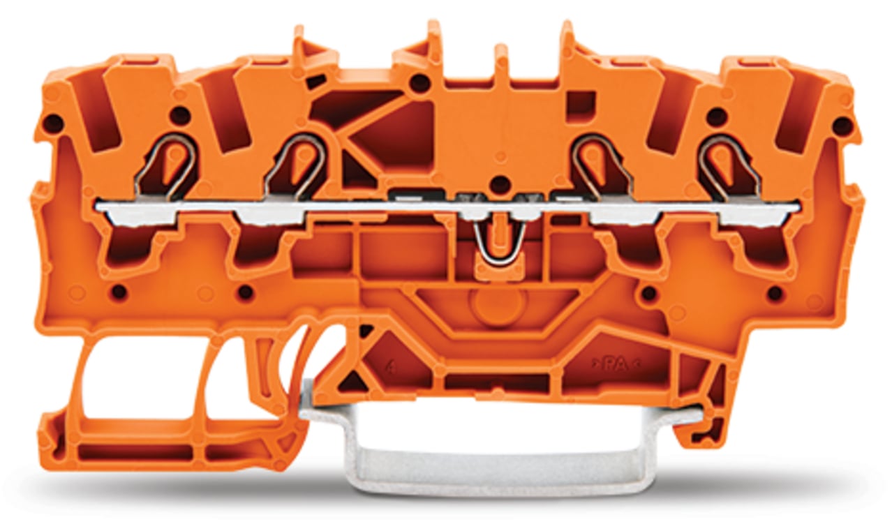 4-conductor through terminal block; 1.5 mm; suitable for Ex e II applications; side and center marking; for DIN-rail 35 x 15 and 35 x 7.5; Push-in CAGE CLAMP; 1,50 mm; orange